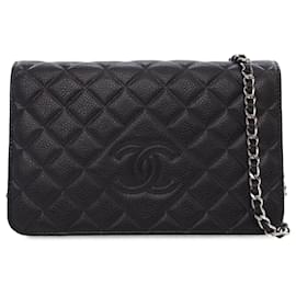 Chanel-Chanel Noir CC Caviar Sac à Chaîne en Diamant-Noir