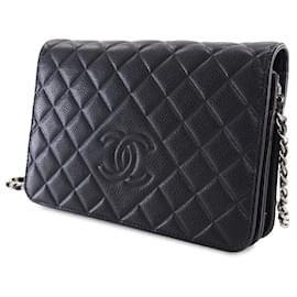 Chanel-Chanel Noir CC Caviar Sac à Chaîne en Diamant-Noir