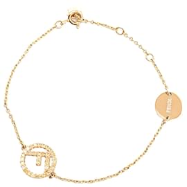 Fendi-Fendi Gold Gold Plated F Is Fendi Crystal Logo Bracelet-Golden