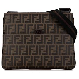 Fendi-Fendi Brown Zucca Toile enduite Sac bandoulière-Marron