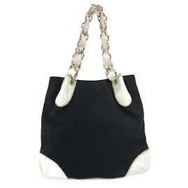 Bolsa Tote Chanel Bicolor Deca Coco Chain Preto Branco