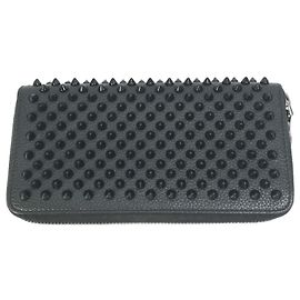 Christian Louboutin Panettone Spike Studs Long Wallet Black Red