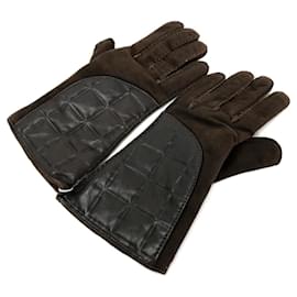 Chanel-Chanel Dark Brown Short Gloves-Dark brown