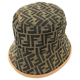 Fendi-Fendi FXQ801 Zucca Bucket Hat-Brown,Black