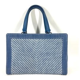 Sac à main Chanel Boy Chanel V-Stitch Bleu