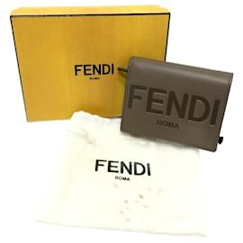 Fendi-Fendi Brown Leather Bi-Fold Wallet-Brown