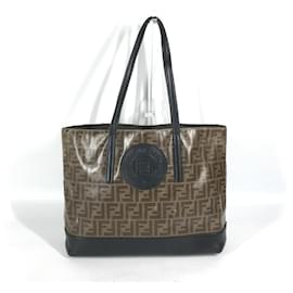 Fendi-Fendi 8BH348 Zucca Shoulder Bag Tote-Brown,Black
