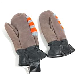 Fendi-Fendi Angora Women's Gloves-Brown,Orange