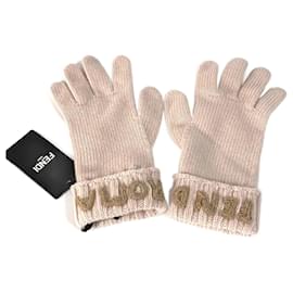 Fendi-Fendi Women's Wool Gloves-Pink,Beige