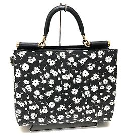 Dolce & Gabbana Flower Tote Bag Schwarz Weiß