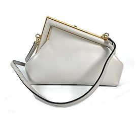 Fendi 8BP129 Pochette First Petit Sac à Épaule Marron Blanc