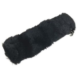 Chanel Black Fur CC Cocomark Bangle Black