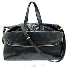 Fendi-Fendi 8BT177 Zip It Leather Shoulder Bag-Black