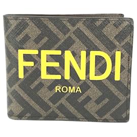 Fendi-Fendi 7M0339 Zucca Compact Wallet-Brown,Yellow