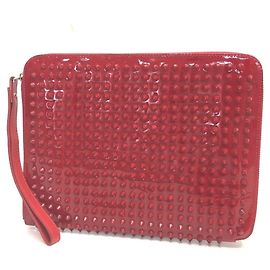 Clutch in pelle rossa Christian Louboutin Rosso
