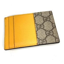 Gucci-Gucci GG Supreme Cat Head Neo Pass Case-Brown,Yellow