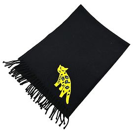 Fendi Black Wool Stole with Leopard Motif Black
