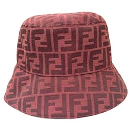 Fendi-Fendi FXQ801 FF Zucca Bucket Hat-Red