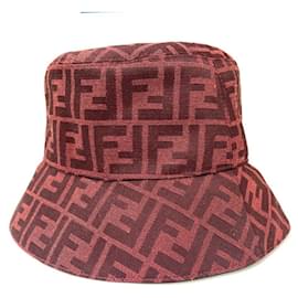 Fendi-Fendi FXQ801 FF Zucca Bucket Hat-Red