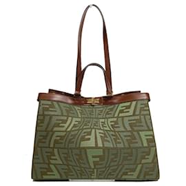 Fendi-Fendi 8BH374 FF Peekaboo X Tote Shoulder Bag-Green