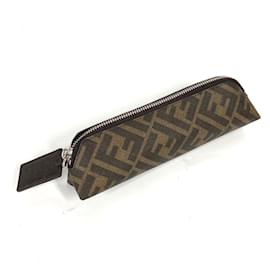 Fendi-Fendi Brown Leather Pen Case-Brown