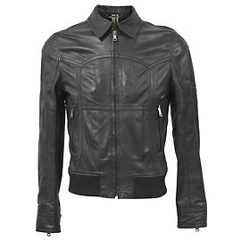 D&G Dolce & Gabbana Giacca con Zip Completa in Pelle Nera Nero
