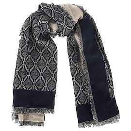 Gucci Logo Jacquard à Franges en Coton Bleu Marine Bleu Bleu Marine