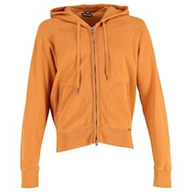 Tom Ford-Tom Ford Zip Up Hoodie in Orange Cotton-Orange