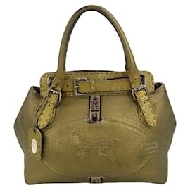 Fendi-Fendi Selleria Villa Borghese Gold Leather Tote-Golden,Metallic