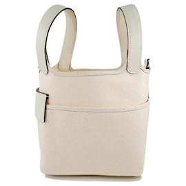 Hermès-Hermès Picotin 18 Nata Cargo Toile/Swift PHW-Blanc