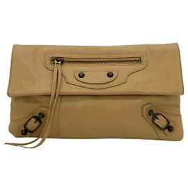 Clutch in pelle tan BALENCIAGA con specchio Marrone