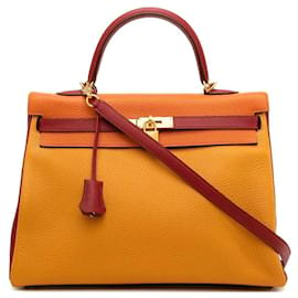 Hermès-Hermès Kelly 35 Tri-couleur Togo PBHW-Doré,Métallisé