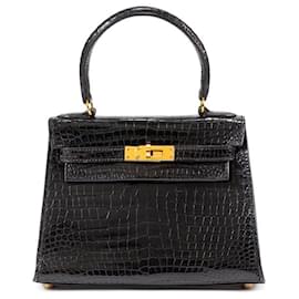 Hermès-Hermès Kelly 20 Vintage Exotique GHW-Noir