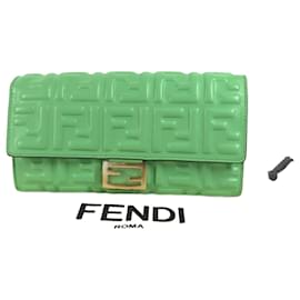 Fendi-Fendi Green Leather Long Wallet-Green