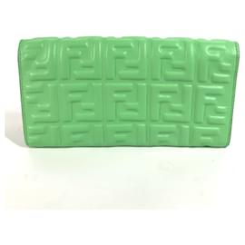 Fendi-Fendi Green Leather Long Wallet-Green