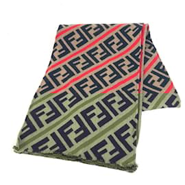 Fendi-Fendi Zucca Wool Scarf for Women-Brown,Red