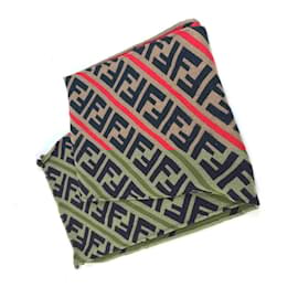 Fendi-Fendi Zucca Wool Scarf for Women-Brown,Red