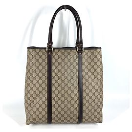 Borsa Tote Gucci GG Plus Beige Marrone scuro