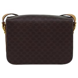 Céline-CELINE Macadam Canvas Shoulder Bag PVC Leather Brown Auth 83573-Brown