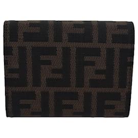 Fendi-FENDI Zucca Canvas Wallet Black Brown Auth yk13705A-Brown,Black