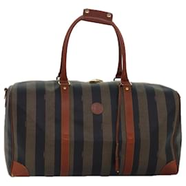 Fendi-Sac Boston en toile Pecan FENDI marron noir Auth yk13671-Marron,Noir