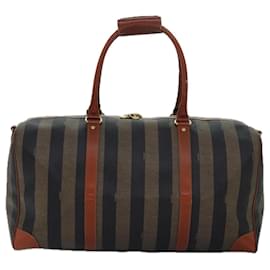 Fendi-Sac Boston en toile Pecan FENDI marron noir Auth yk13671-Marron,Noir