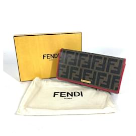 Fendi-Fendi Zucca Long Wallet-Brown,Red