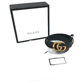 Cinturón con hebilla Double G Gucci GG Marmont Negro
