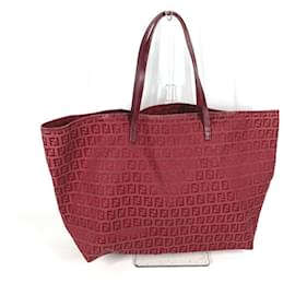 Fendi-Fendi Zucchino Shoulder Bag Tote-Red