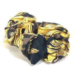 Fendi Versace Colaboração Laço de Cabelo de Seda Marrom Amarelo