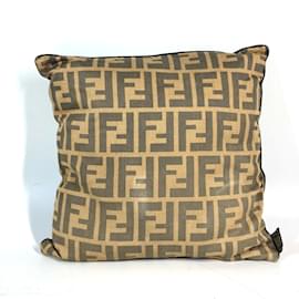 Fendi-Fendi Zucca & Pecan Silk Cushion-Brown