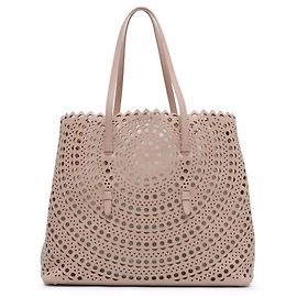 Bolsa Tote Vienne em Couro Beje ALAÏA com Corte a Laser Bege