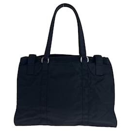Prada-Prada Nylon Tessuto Triangle Logo Tote Bag-Black