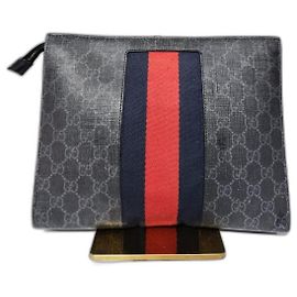 Gucci GG Supreme Web Clutch Bag Black
